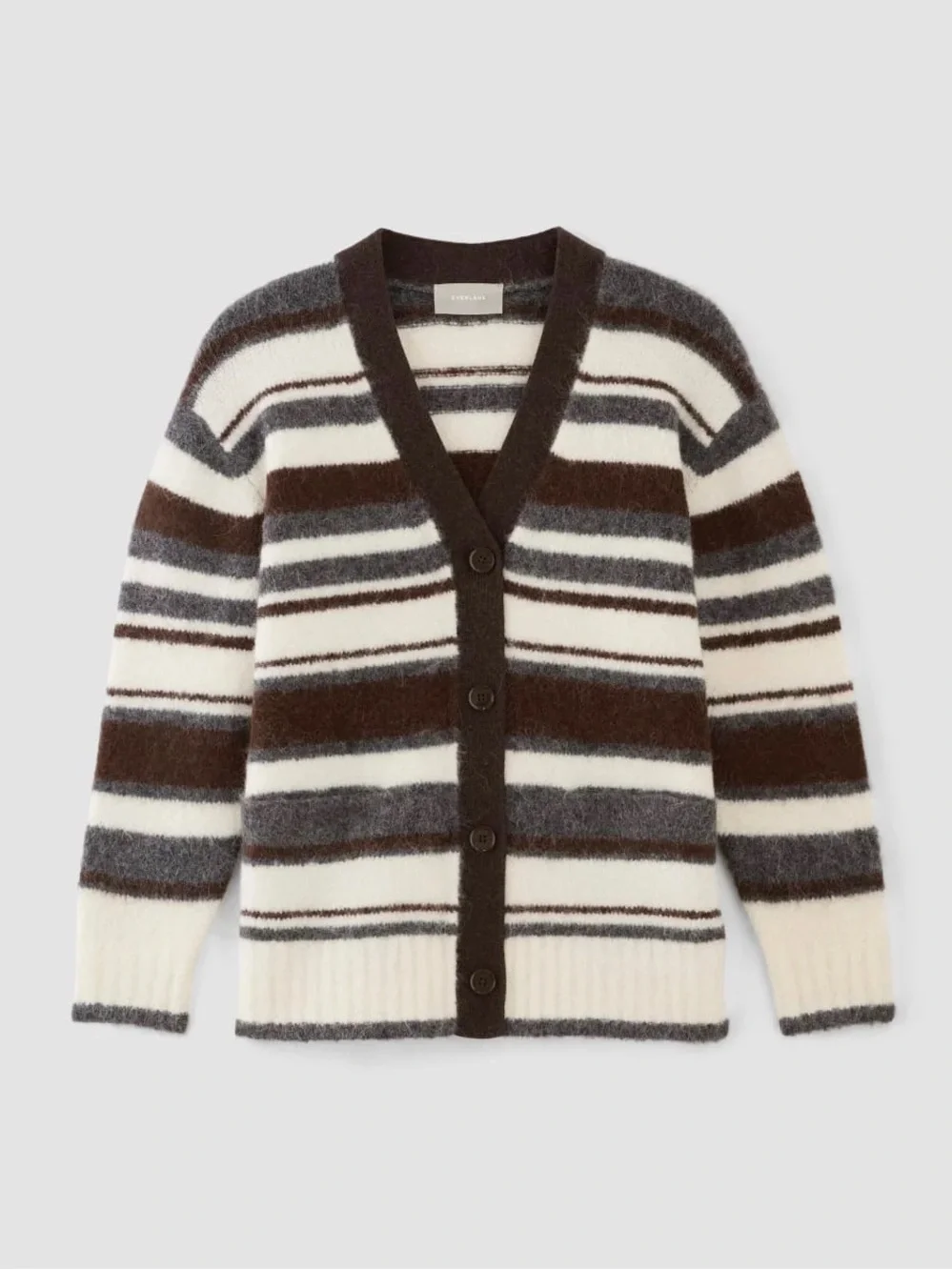 Everlane the Superfuzz Alpaca Wool Striped Cardigan - Picture 2 of 7